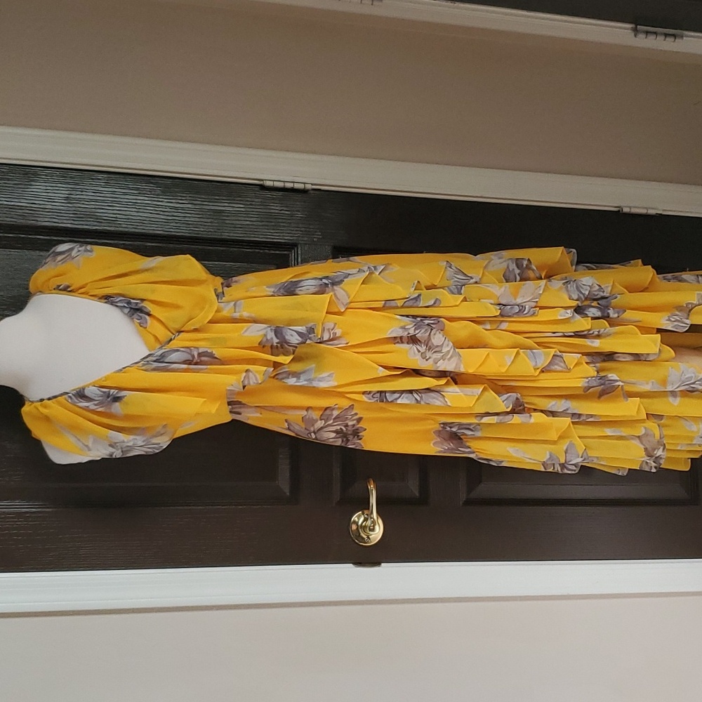 Misa Los Angeles Golden Yellow Wrap Dress